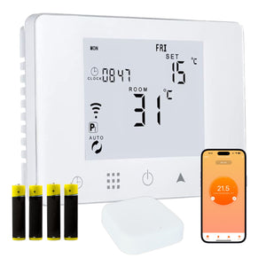 domyno CRONOTERMOSTATO WIFI A BATTERIE PROGRAMMABILE SMARTPHONE APP ALEXA TERMOSTATO CALDAIA DA PARETE O BOX 503