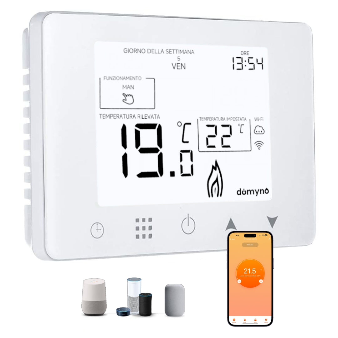 termostato wifi domyno cronotermostato a parete con app assistente vocale alexa google home