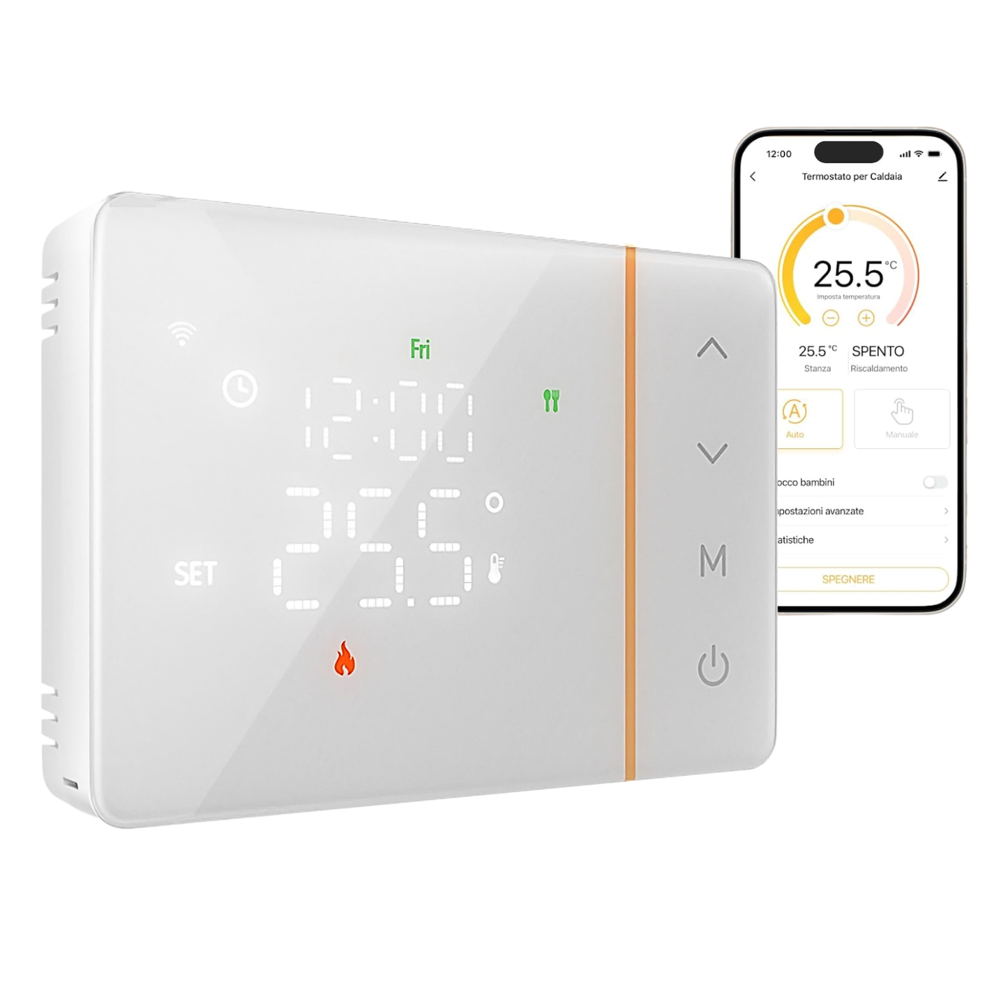 Termostato WiFi a batterie per caldaia, controllo smartphone app alexa google cronotermostato intelligente da parete scatola 503, 502 programmazione settimanale e manuale